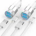 [Apple MFi Certified] iPhone Fast Car Charger, Dual USB A Rapid Car Charger with 2x3Ft Lightning Cable Cord Compatible for iPhone 14/13/12/11/Pro Max/XS/XR/X/8 Plus/7/SE, iPad, Airpods