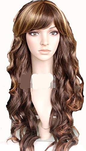 mzcurse Brown Mixed Blonde Wavy Curly Woman Cosplay Long Party Hair Wig(Ombre)