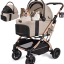 Dog Stroller, Cat Strollers, 5-in-1 Pet Stroller with Detachable Waterproof Carrier for Small/Medium Dogs Cats up to 55lbs, All-in-One Fold Without Detaching Carrier for Dogs Cats 10 lbs to 55 lbs