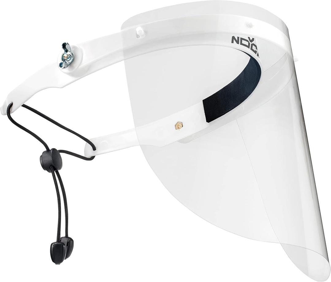 NoCry Protective Face Shield Mask with Adjustable Headband and 2 Reusable Plastic Visors Flip-Up Design with Durable Metal Hinges Anti-Slip Forehead Padding Fits Over Glasses
