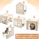 Bissap Wooden Rabbit Hideout Castle, Extra Large Bunny Houses and Hideouts Indoor Outdoor Rabbit Hidey Habitat for Bunnies Chinchillas Hamsters Guinea Pigs Detachable Small Animal Play Hideaway Hut