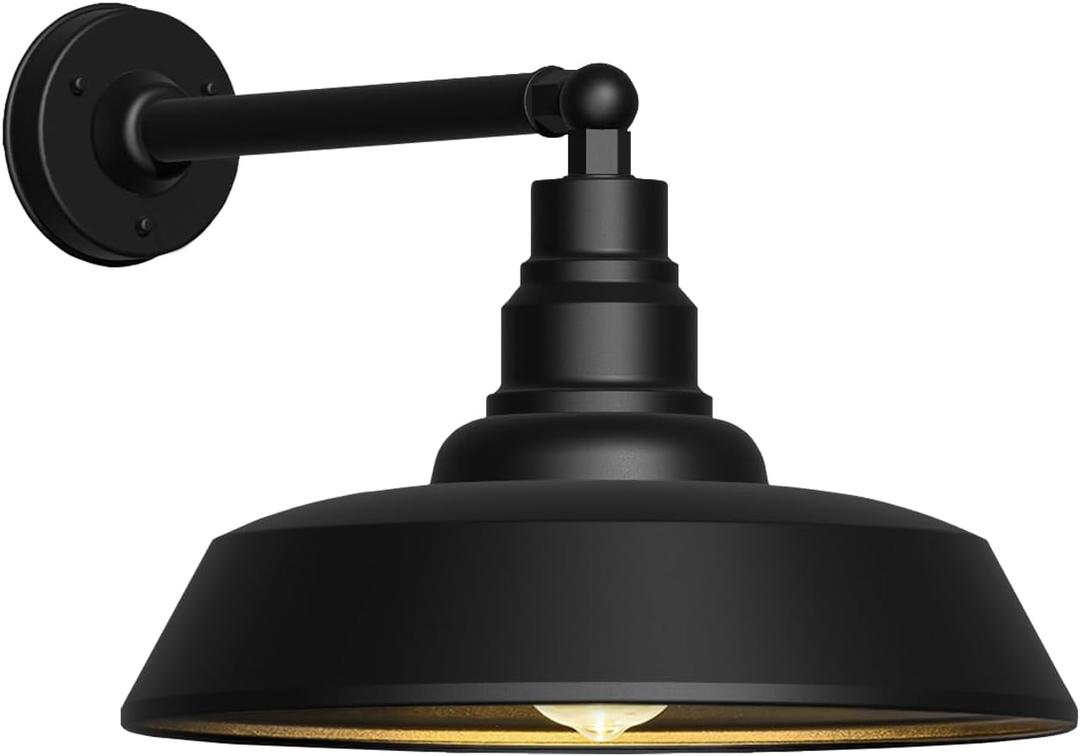 18" Large Gooseneck Barn Light - Outdoor Barn Light is Made of Durable, Rust-Resistant Materials for Long-Lasting use, Black Industrial Lighting Fixture for Farmhouse Garage Patio