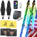 Ehaho 2 Pack 3FT Whip Lights with Spring Base,LED Whip Light with App & Remote Control, Spiral RGB Chasing Lighted Whips with Rocker Switch, Music Whip Light for UTV ATV Polaris RZR Can-Am SXS Truck