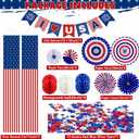 4th of July Decorations Set, Independence Day Hanging Door Banners, Paper Fans, Red White Blue Honeycomb Balls for Home Wall Indoor Outdoor Party Supplies