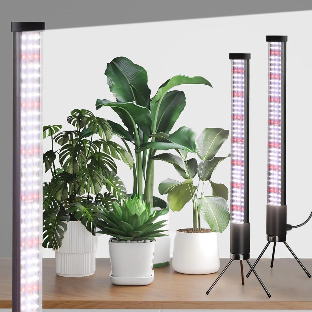 2-Pack, T10 Vertical Grow Light, 6000K Full Spectrum Desktop Plant Light 16.7",Hung or Stood, with 3 Modes & 5 Dimming Levels, Suitable Small & Medium Plants Indoors, Auto On Off Timing 4/8/12/18Hrs