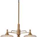 HDDFL Chandelier Pendant Lights Fixture Vintage Pendant Lighting Fixtures 3 Lights Chandelier E26 Base Brass Kitchen Glass Hanging Lamp for Island Dining Room Living Room, Circle 3 Light