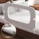 Bed Rail for Toddlers, Baby Bed Rail Guard for Kids, Toddler Bed Rails with Reinforced Anchor Fit, Height Adjustable & Foldable Bed Rail Guard for Twin, Full, Queen & King Beds (Grey, 32IN)