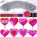 Winlyn 24 Sets Heart Suncatchers Ornaments Decorations DIY Window Paint Art Stickers Craft Kits Heart Sun Catchers for Kids Valentine's Day Classroom Activities Art Project Party Favors Gift Exchange