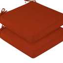 downluxe Waterproof Outdoor Chair Cushions Set of 2, 19" x 19" x 3" Patio Chair Cushion with Non-Slip Ties & Handle, Square Outdoor Cushion for Patio Furniture with Removable Cover, Orange