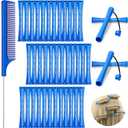 WILLBOND 36 Pieces Cold Wave Rod Hair Perm Rods Hair Rollers Perming Curlers with Steel Rat Tail Comb for Hairdressing Styling (0.35 Inch, Blue)