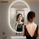 SMIROR Oval Backlit LED Bathroom Mirror, 40x24 Pill-Shaped Lighted Vanity Mirror with Lights for Wall, Dimmable, 3 Colors Lighting, Anti-Fog, Memory Function (Horizontal/Vertical)