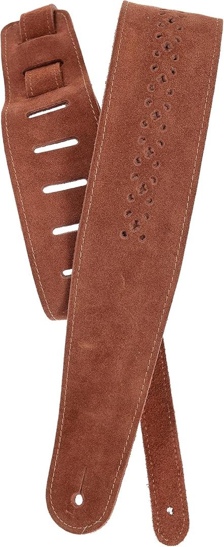 D'Addario Accessories Leather Guitar Strap (Camel Suede Rosetta)
