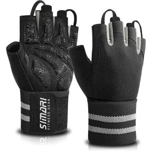 SIMARI Wrist Support Workout Gloves for Men & Women, Weight Lifting Gloves with Padded, Grip, Palm Protection, Gift for Gym Exercise, Cycling, Weightlifting Training, Kayaking, Fitness (Black Gray-S)