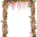 Lvydec Wisteria Artificial Flowers Garland, 4 Pcs Total 28.8ft Artificial Wisteria Vine Silk Hanging Flower for Home Garden Outdoor Ceremony Wedding Arch Floral Decor (Pink)