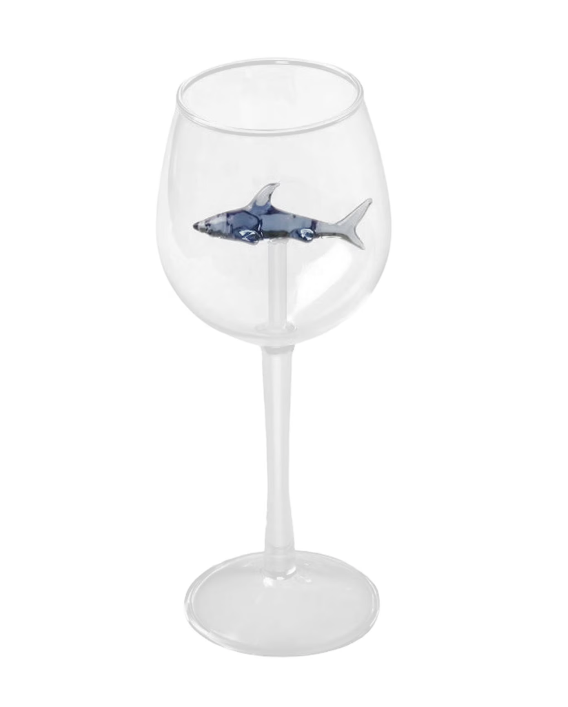 Shark 3D Blue Colored Wine Glasses, Personalized Red Wine Cups, Modern Shark Lover Gifts for Women, Party, Birthday, Wedding (Goblet)