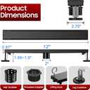 DLONE Linear Shower Drain | 12" AISI 304 Stainless Steel Linear Drain, Matte Black Shower Drain with Tile Insert Panel & Adjustable Feet, Long Rectangle Shower Floor Drain in Bathroom, Balcony, etc