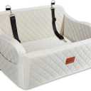 Dog Car Seat for Medium/Large Dogs,2 Clip-On Safety Leashs for 2 Small Dogs,Removable and Washable Comfy Pet Car Seat,Easy to Install and Clean (Beige, Large)