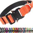 TSPRO Premium Dog Collars Tactical Dog Collar with Handle and Heavy Duty Quick-Release Metal Buckle Durable Thick and Adjustable for Medium to Large Dogs (Orange M) (Handle-Equipped M (14.5"-18" Adjustable))