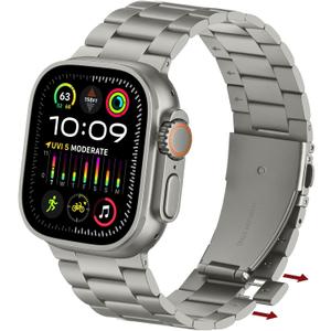 Anlinser No Tool Needed Bands Compatible with Apple Watch Band 49mm 46mm 45mm 44mm 42mm for Women Men, Stainless Steel Metal Strap Designed for iWatch Ultra 3/2/1 SE Series 11 10 9 8 7 6-1 (Titanium)