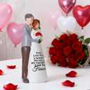 Faceless Couple Resin Statue - Romantic Valentines Day Gift, Wedding Cake Topper & Sentimental Home Accent (White/Gray/Red)