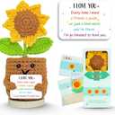 3 x Birthday Gifts for Mom, Handmade Positive Crochet Sunflower for Home Office Desk Decor, Thank You Gifts for Women Teacher Friend Daughter Nurse Coworker,Emotional Support Plant with Positive Card (I`m So Blessed to Have You)