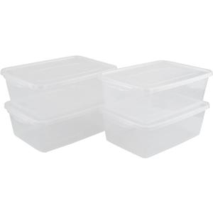 Clear Storage Boxs with Lids, 14 Quarts Latching Storage Totes Bins Set of 4