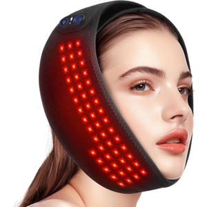 Cordless TMJ Heating Pad with Red Light, Jaw Heating Pad, TMJ Heat Pad, TMJ Facial Heating Wrap, 660nm, 3 Heating Levels & Timed Auto-Off, Rechargeable 5000mAh Battery