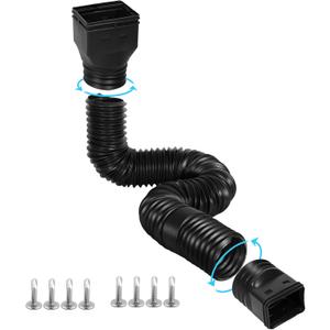 Gutterlix 1 Pack Flexible Gutter Downspout Extensions Extendable from 21" to 67", Downspout Extender Comes with Adapters, Thickened Down spout Drain Extension for Rainwater Drainage(Black)