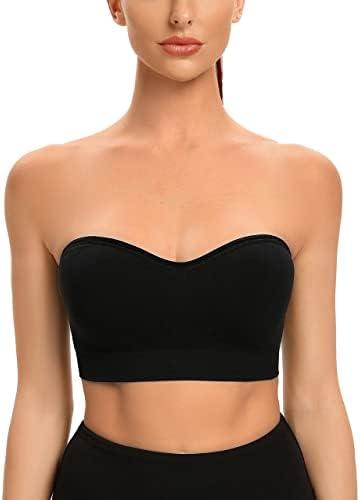 Gnowann Strapless Bras for Women Non-Slip Silicone Bandeau Bralette Seamless Wireless Strapless Bra Padded Tube Top 2XL