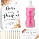 Roowest 512 Pcs Baby Shower Games Guess How Many Pacifiers Sign 100 Small Guessing Games 10 HB Pencils 750ml Milk Bottle 400 Acrylic Pacifiers Decoration for Guest Gender Reveal(Pink, Boho)