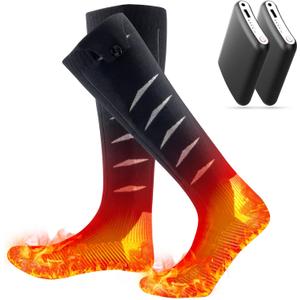Electric Heated Socks for Men Women 8000mAh Rechargeable Battery Heated Socks 4 Heating Levels for Hunting, Camping, Hiking, Walking, Fishing, Cycling, Outdoor Work