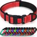 Taglory Reflective Dog Collar with Safety Locking Buckle, Adjustable Nylon Pet Collars for Large Dogs Female Male, Red, L (Large (Pack of 1))