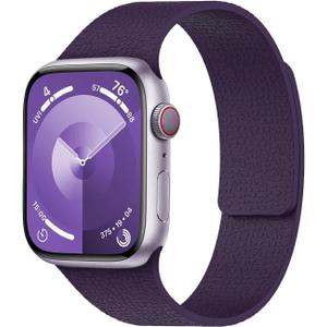 Magnetic Silicone Band Compatible with Apple Watch Band 38mm 40mm 41mm 42mm 44mm 45mm 46mm 49mm Women Men, Soft Waterproof Sport Strap for iWatch Series 11 10 9 8 7 6 5 4 3 2 1 SE Ultra (Plum Purple)