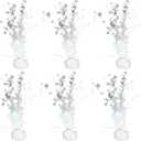 Gyufise 6 Pack Metallic Foil Spray Centerpiece Snowflake Table Decoration Burst Table Centerpieces Table Decor for Winter Wonderland Birthday Wedding Anniversary Holiday Party Supplies Silver White