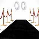 Preboun 3.9 x 60 ft Carpet Runner for Party Felt Runway Rug Runner Rug with Carpet Tape for Halloween Wedding Christmas Xmas Thanksgiving Outdoor Accessories Wedding Party Hallway(Black)