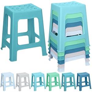TURSTIN 6 Pack Plastic Stools 16.9 Inch Nesting Stools 6 Color Portable Backless Bar Stool Flexible Seating Chairs for Classroom Office Home