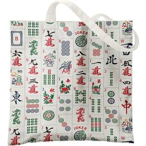 Retro Canvas Tote Bags for Women, Mahjong Gifts, Gifts for Mahjong Lovers