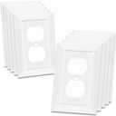 Modern Decorative Wall Plate Retro Wood Grain design Switch Cover Outlet Cover for Light Switch, Smart Switch, Dimmer, GFCI, USB Outlet (10 Pack, Single Duplex)