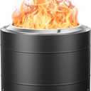 19.5 inch Smokeless Fire Pit with Carry Bag, Stainless Steel Outdoor Smokeless Firepit, Wood Burning Fire Pits for Camping, Bonfire,Low Smoke Firepit for Outside(Black)