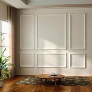 NeatiEase Peel and Stick Wall Molding Kit 6-Frame Pre-Made, Ready-to-Assemble Wall Moulding Panel Frame, Self-Adhesive Wainscoting Panels Wall Trim for Interior Walls Home Decor (60"x48",60"x24")