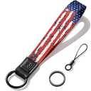 AMETHUARTZ Wristlet Keychain Lanyard for Keys, Cute Key Chains for Women, Wrist Strap with Keyring for Men Girls Car Keys Wallet ID Badge, Stars and Stripes