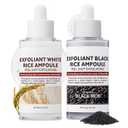 2PCS Rice Exfoliating Ampoule Set  Black & White Rice Brightening Duo for Glowing Skin | Gentle Peel + Pore Minimizing & Deep Hydration