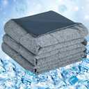 CHOSHOME Cooling Comforter, Cooling Blanket for Hot Sleeper, Q-Max 0.45 Arc-Chill Cooling Fiber, Cool Soft Thin Breathable Summer Blanket for Bed, Couch (90" x 90", Navy Blue)