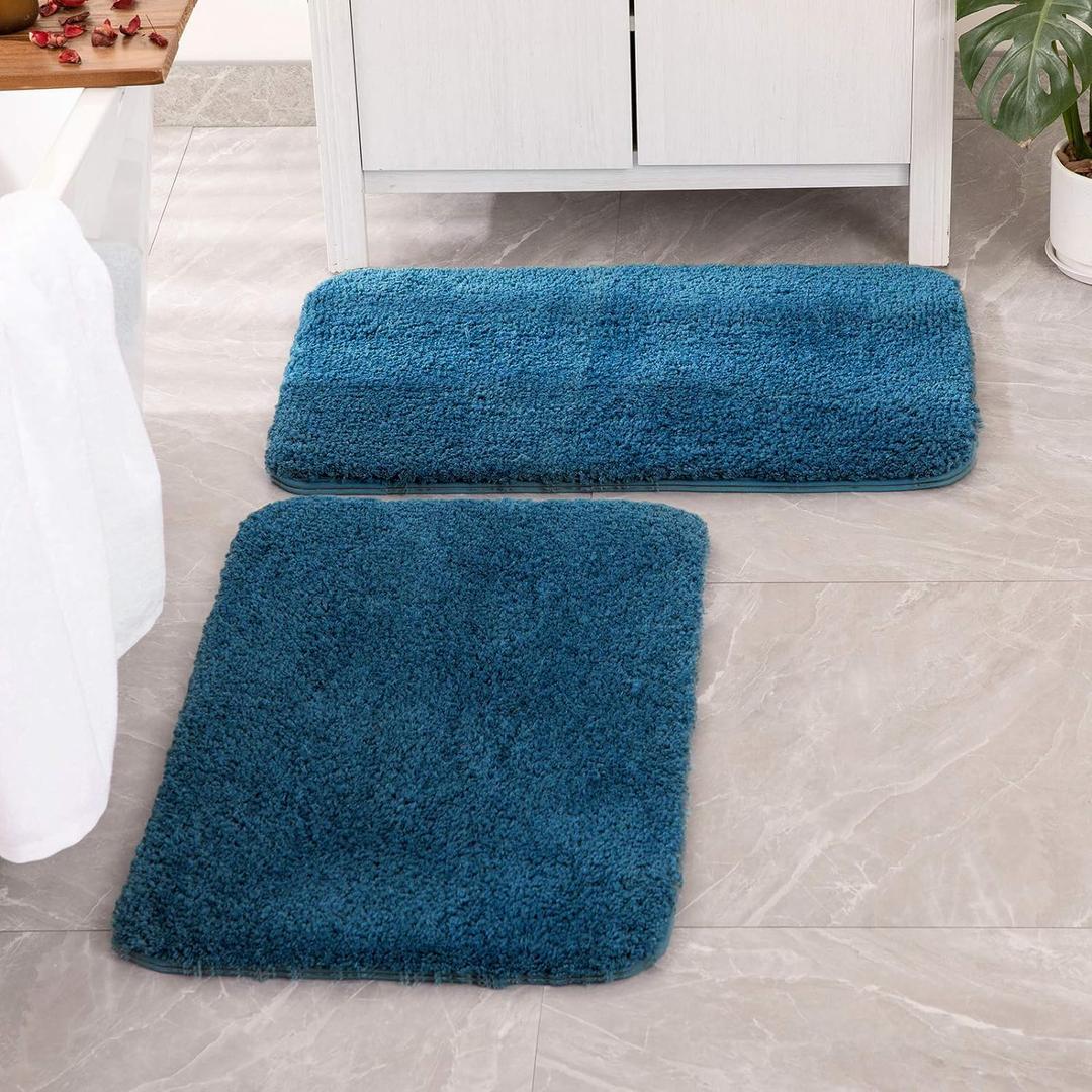 MIULEE Peacock Bathroom Rugs Set 2 Piece, Soft Absorbent Microfiber Bath Mat Set, Non Slip Quick Dry Machine Washable Plush Shaggy Bath Rugs for Bathroom Floor, Tub and Shower, 20X30 inches