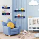 Forbena Wall Book Shelf Organizer for Kids Room Set of 4, Large Floating Book Shelves for Boy Nursery Wall Deocr, 24 Inches Wall Mount Bookshelf for Toddler Child Teen Boys Bedroom (Navy Blue), 23.6 Inch