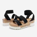 DREAM PAIRS Women's Open Toe Elastic Ankle Strap Casual Flatform Platform Wedges Sandals (Black) Size 8