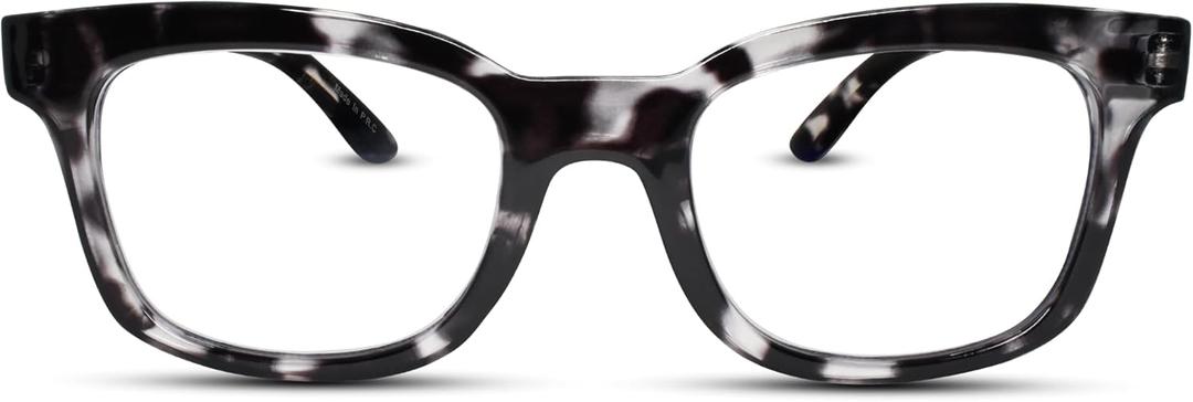 2SeeLife Wide Reading Glasses for Women Medium-Large Fit, Thick & Sturdy Frame, Spring Hinges, Premium Designer Readers, Gray Leopard, +3.50