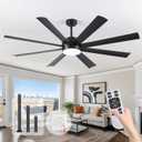 72 Inch Ceiling Fans with Lights, Ceiling Fans with Lights and Remote, Dimmable, Indoor/Outdoor Black Modern Ceiling Fan for Kitchen Living Room Patio, Shop Industrial, Dual Finish 8 Blades