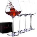 BACLIFE Hand Blown Glasses Set of 4 23 oz Burgundy Glasses With Long Stem Large Premium Crystal Glass Unique Gift for Wedding, Anniversary, Mothers Day Clear