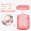 4OZ Glass Jars with Lids, Hoa Kinh Small Glass Jars, 12 Pack Empty Round Canning Storage Jars Containers for Storing Lotions, Powders, and Ointments (4oz-12Pack-Frosted Pink)